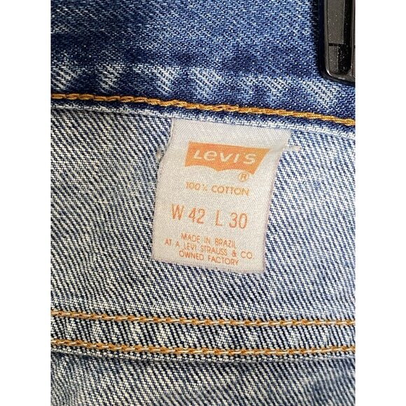 Levi's 505 Jeans 42x30 Men's Regular Fit Straight Leg Medium Wash Orange Tab - Picture 7 of 14